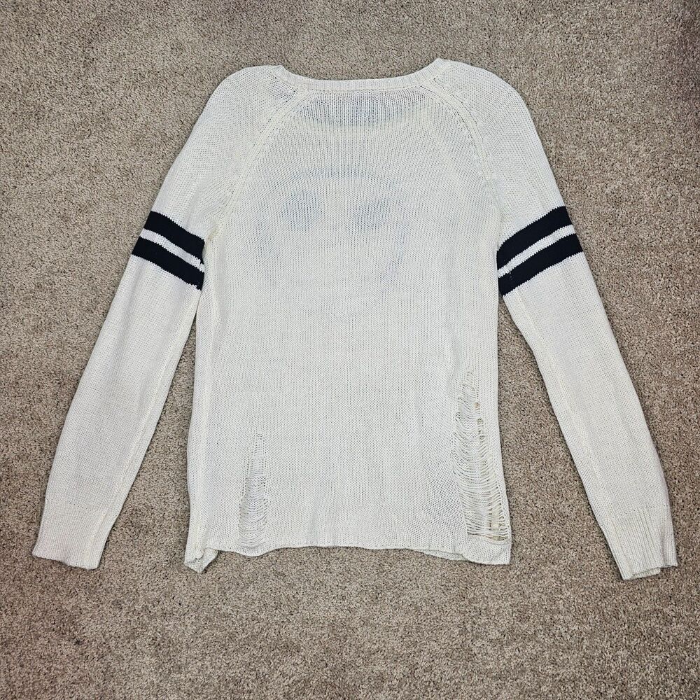 Hot Topic Jack Skellington Sweater Womens L Cream Distressed Nightmare Christmas - Picture 3 of 14